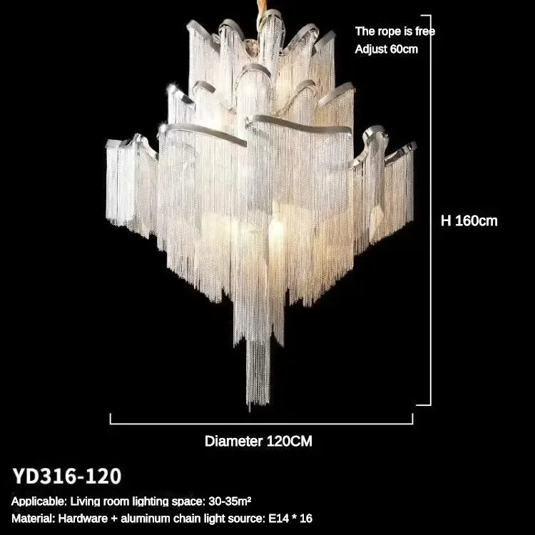 DecorBites™ LED Flower Tassels Ceiling Chandelier for Living Room, Staircase - Elegant Villa Pendant Light