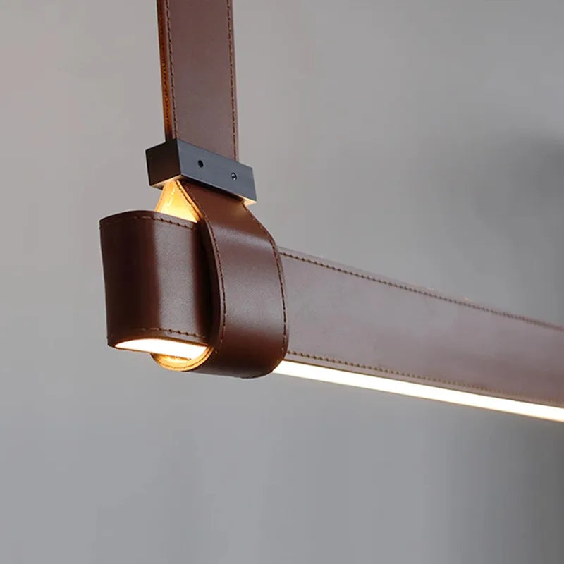 DecorBites™ BELT LED Pendant Lamp: Minimalist Leather Hanging Light for Dining Room Home Decor
