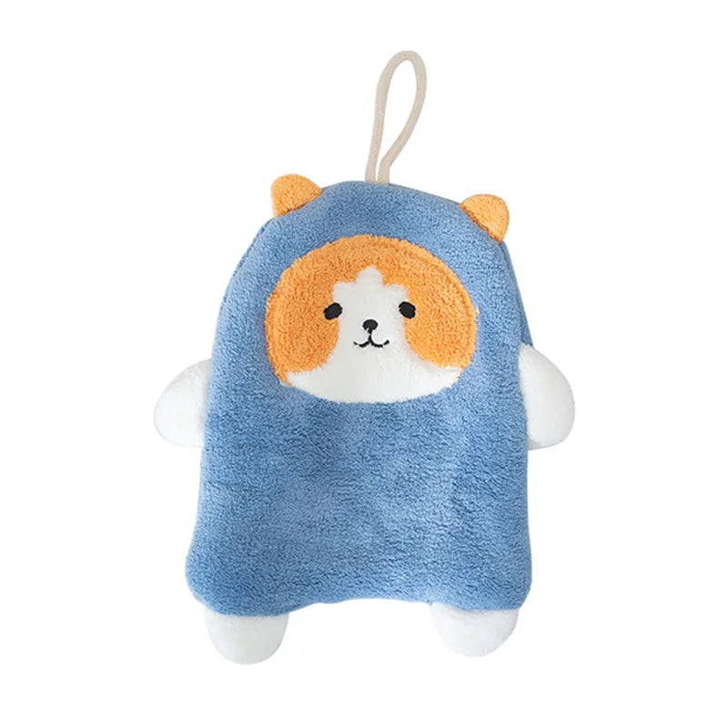 DecorBites™ Coral Plush Cat Microfiber Hand Towel: Cute Quick-Drying Kitchen Bathroom Accessory