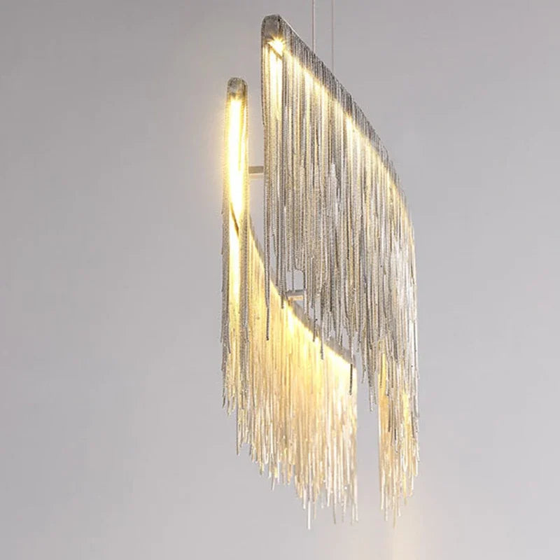 DecorBites™ Gold Chain Chandelier with Remote Control - Modern LED Pendant Light for Home Décor