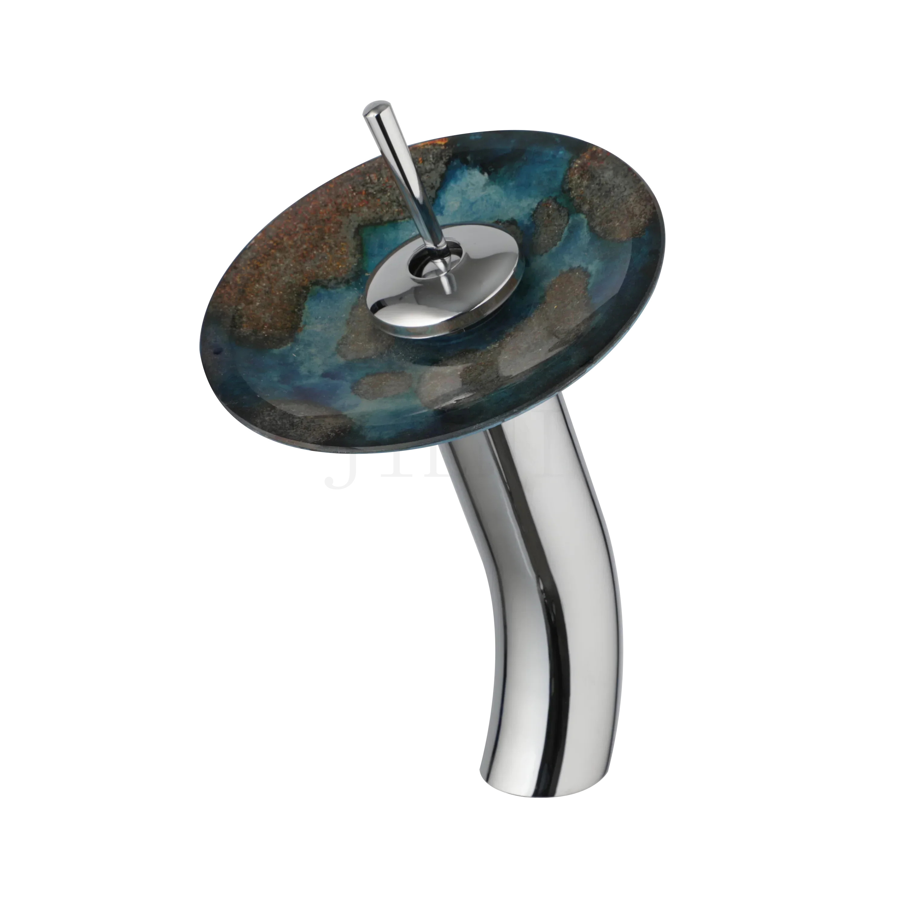 DecorBites™ Glass Rocker Handle Basin Faucet, Waterfall Mixer Taps, Chrome Finish