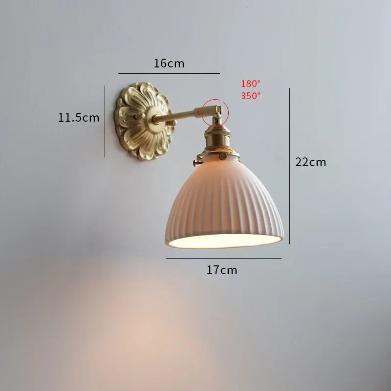 DecorBites™ Green Glass LED Wall Lamp with Copper Base for Bedroom Living Room