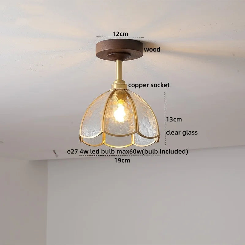 DecorBites™ Glass Wood LED Ceiling Light Nordic Design for Living Room & Corridor