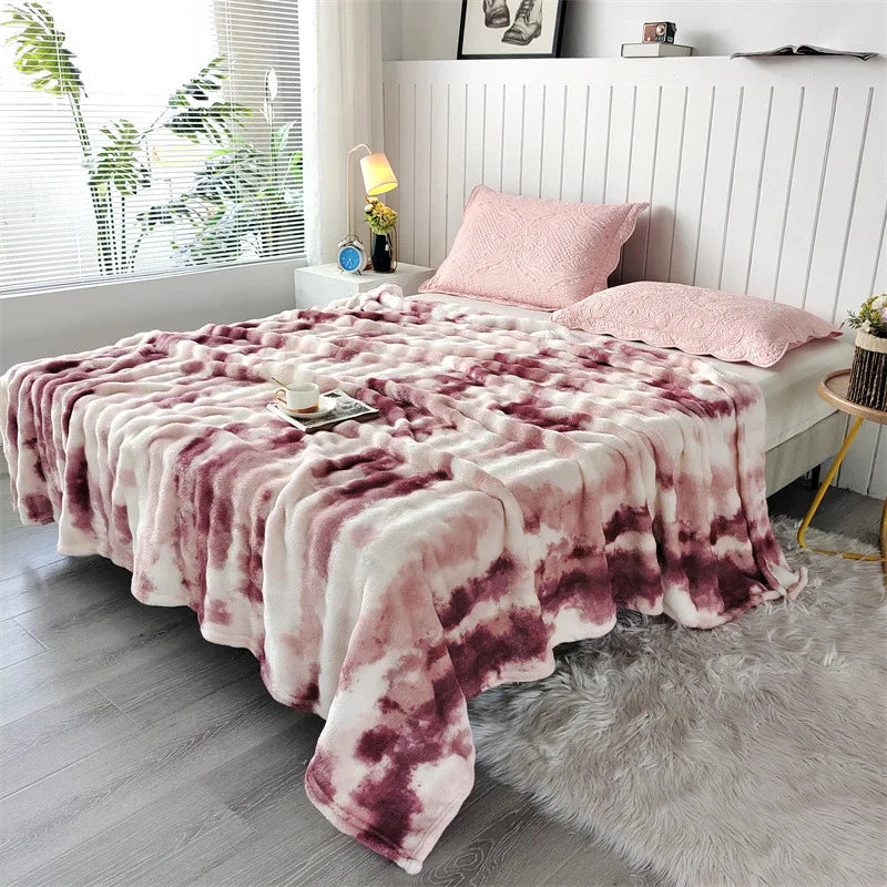 DecorBites™ Cozy Gradient Bubble Fleece Throw Blanket, Plush All-Season Nap Blanket