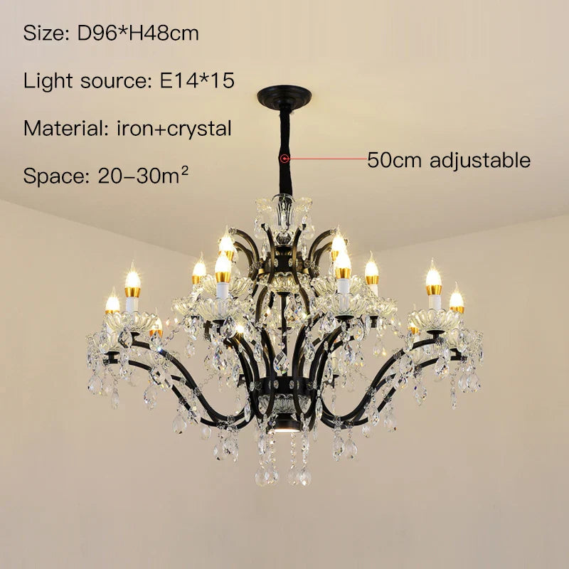 Decorbites crystal candle chandelier black farmhouse dining room lamp