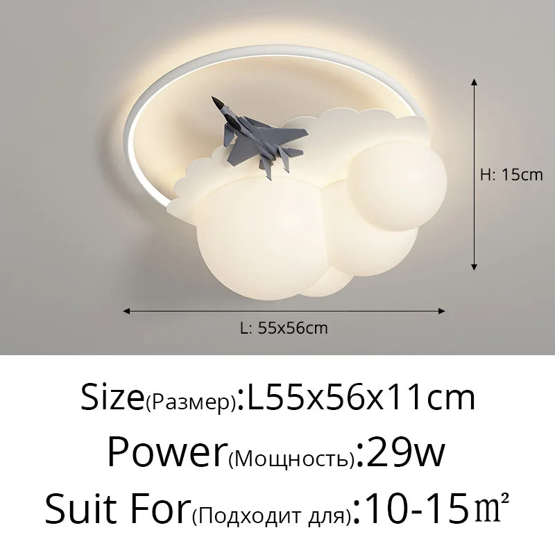 DecorBites™ Kids Cloud Airplane Ceiling Light: Modern LED Bedroom Chandelier for Boys and Girls