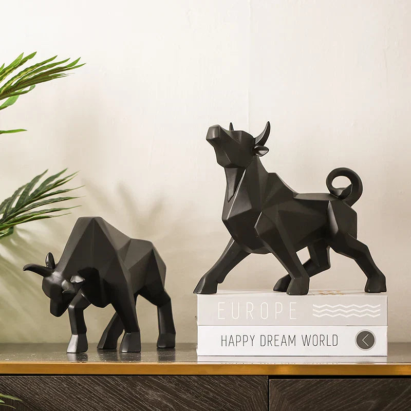 DecorBites™ Geometric Bison Sculpture Resin Home Office Modern Decor Tabletop Figurine