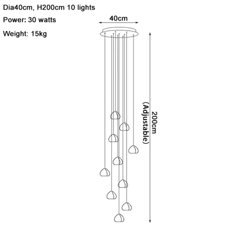 DecorBites™ Crystal Water Droplet Chandelier: Modern LED Staircase Pendant Light - Luxury Ball Hanging Lamp