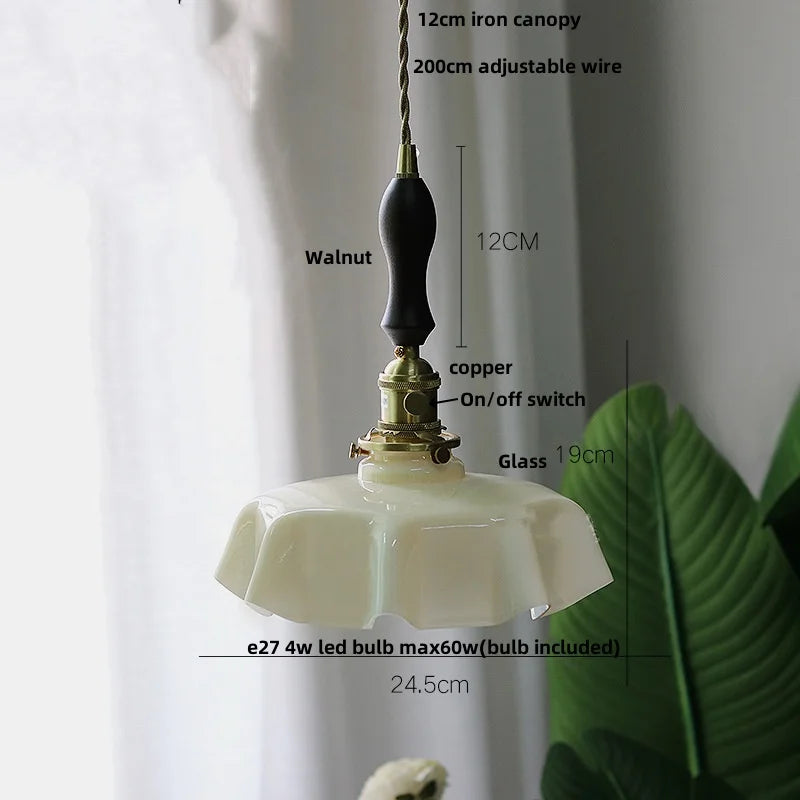 DecorBites™ Green Flower Glass Pendant Light for Kitchen Bar Restaurant, Modern Wire Adjustable Hanging Lamp