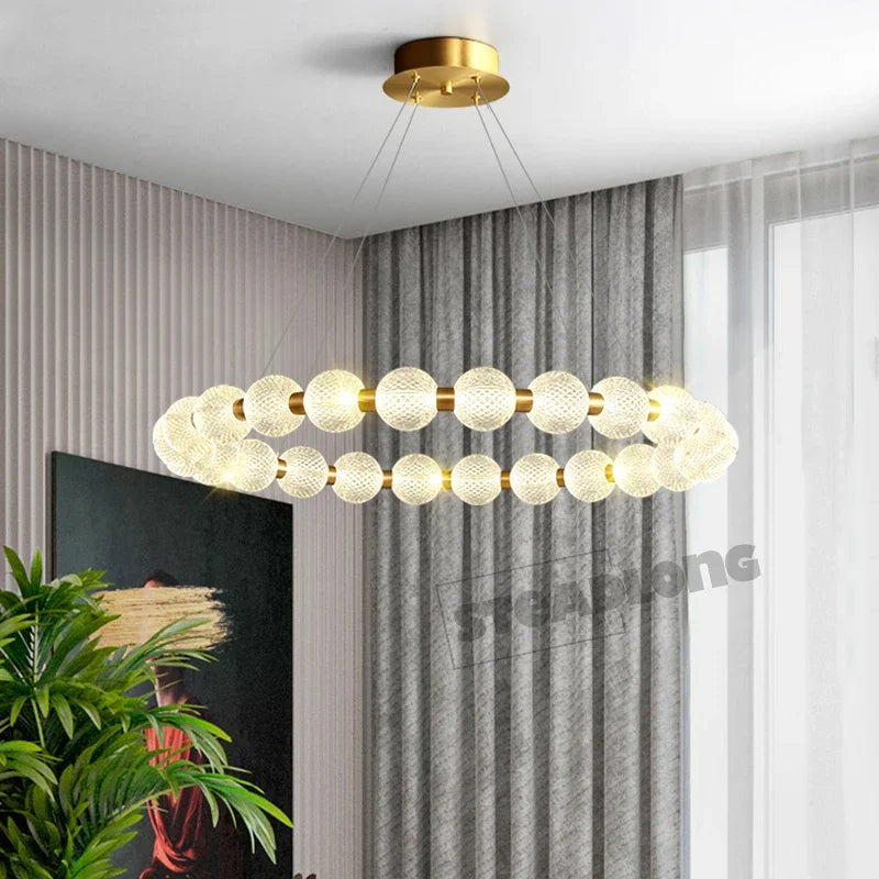 DecorBites™ Glass Ball LED Chandelier Pendant for Living Room & Bedroom