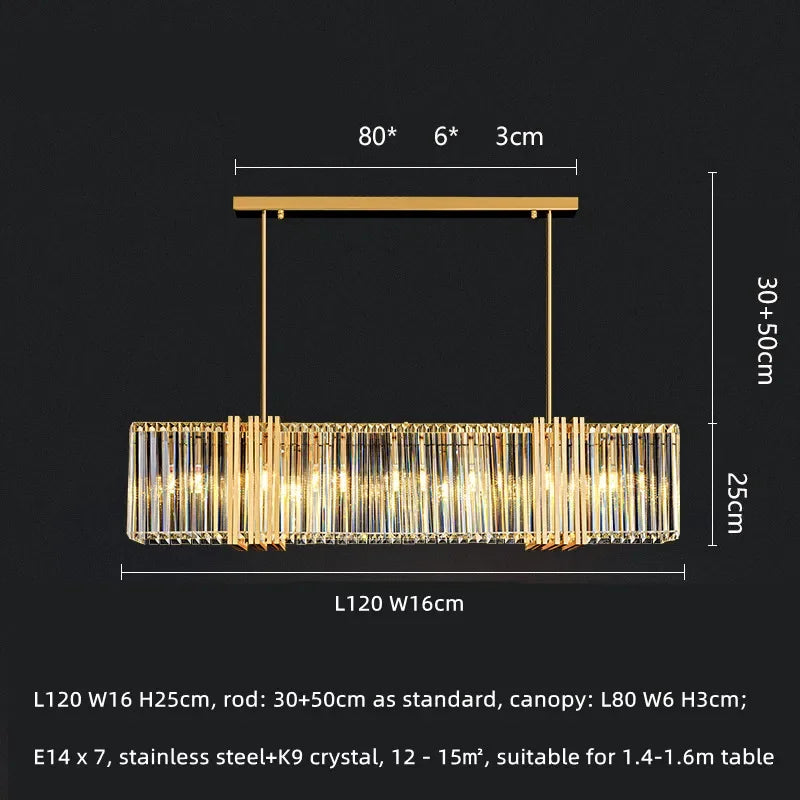 DecorBites™ Luxe E14 LED Crystal Pendant Chandelier: Elegant Dining Room Lighting