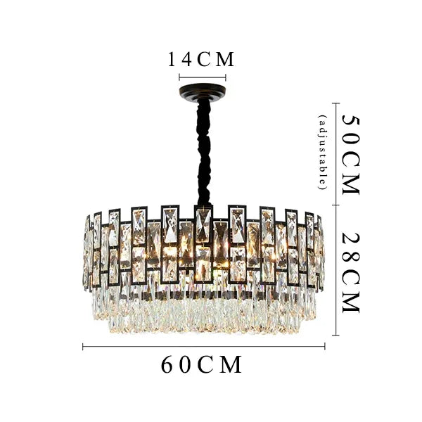 DecorBites™ Crystal LED Chandeliers Black Round Pendant Light for Living Room Dining Indoor Kitchen Bedroom