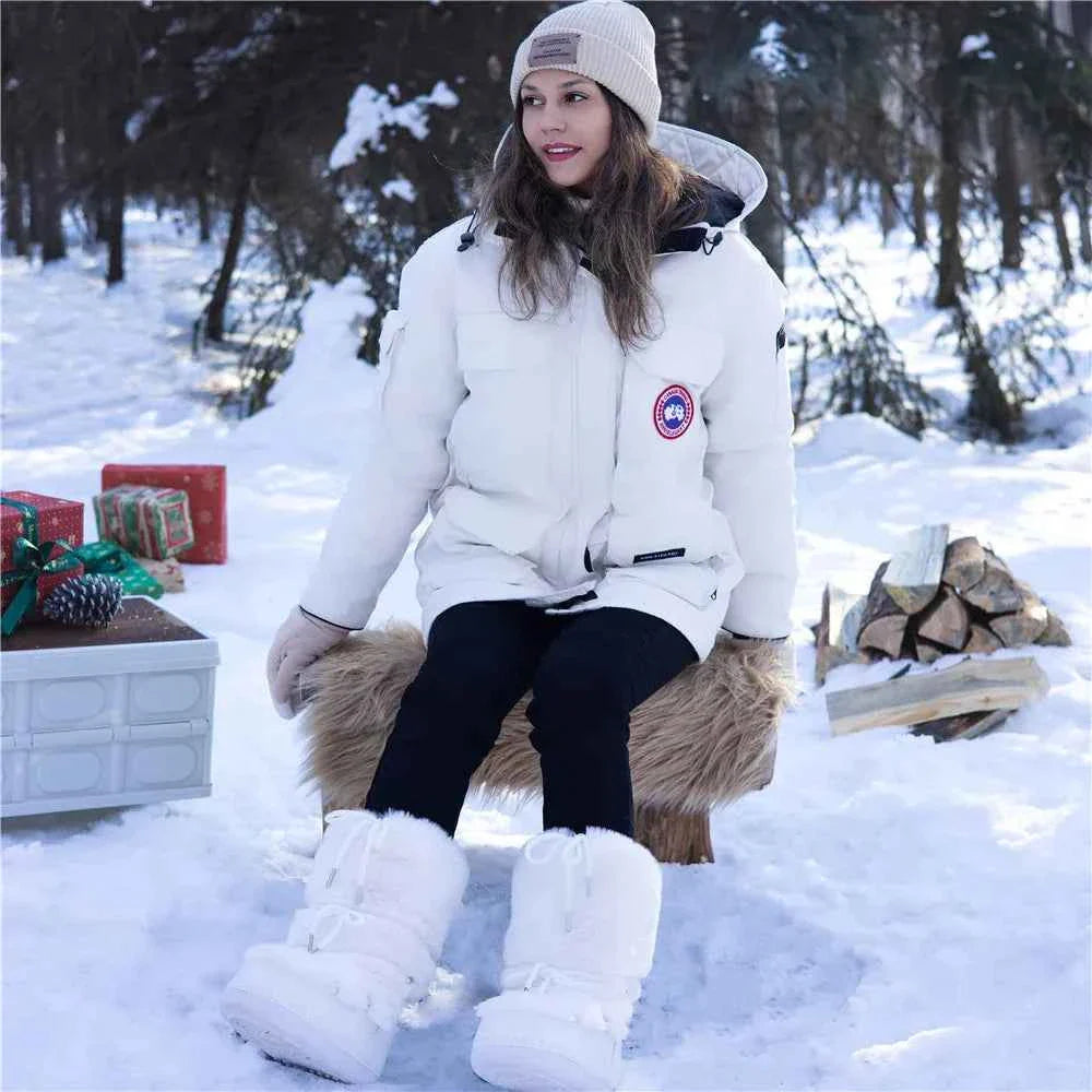 Faux Fox Fur Snow Boots Furry Warm Cotton Boots Female Outdoor Ski Boots