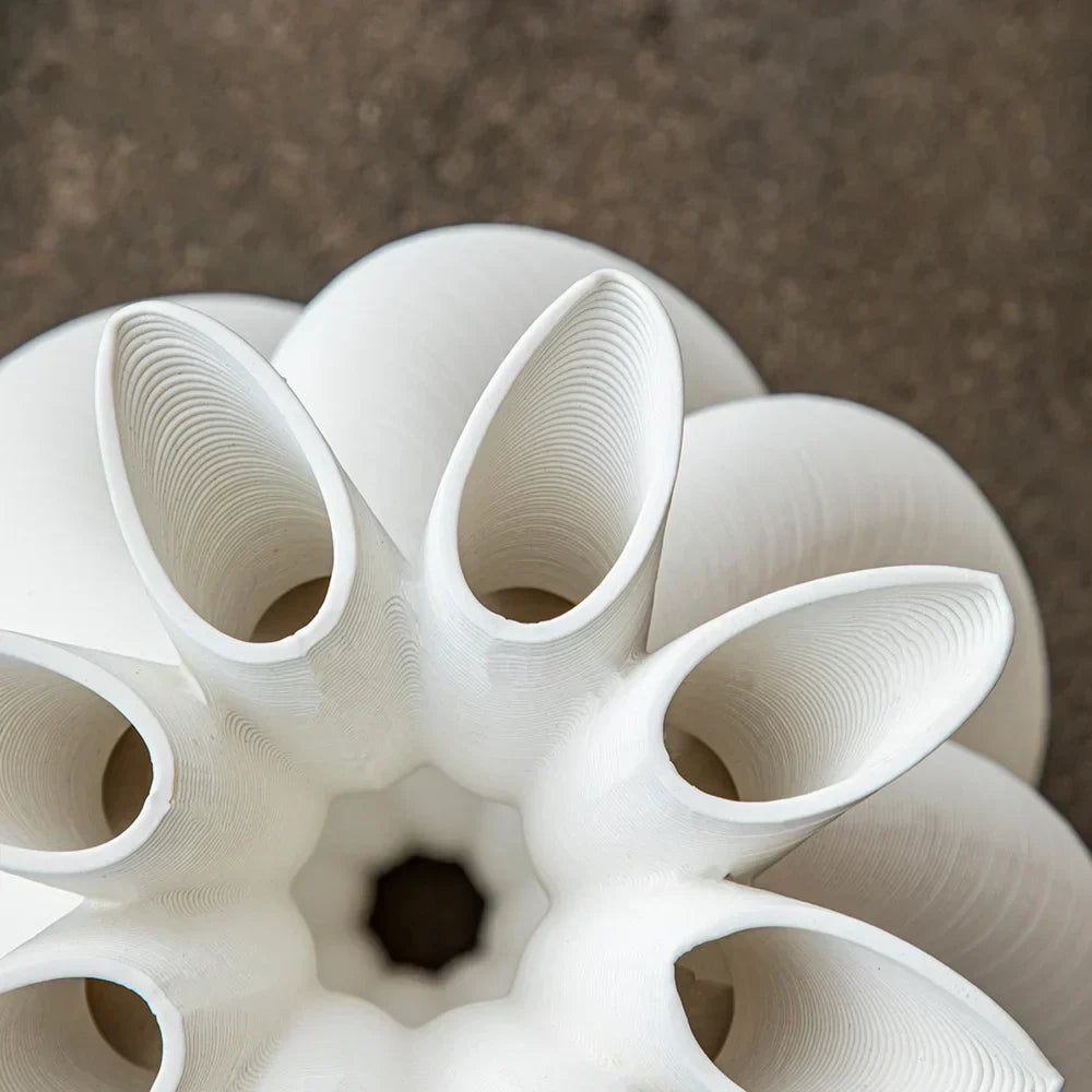 DecorBites™ Geometric Ceramic Spiral Vase Set for Home Decor and Floral Arrangement