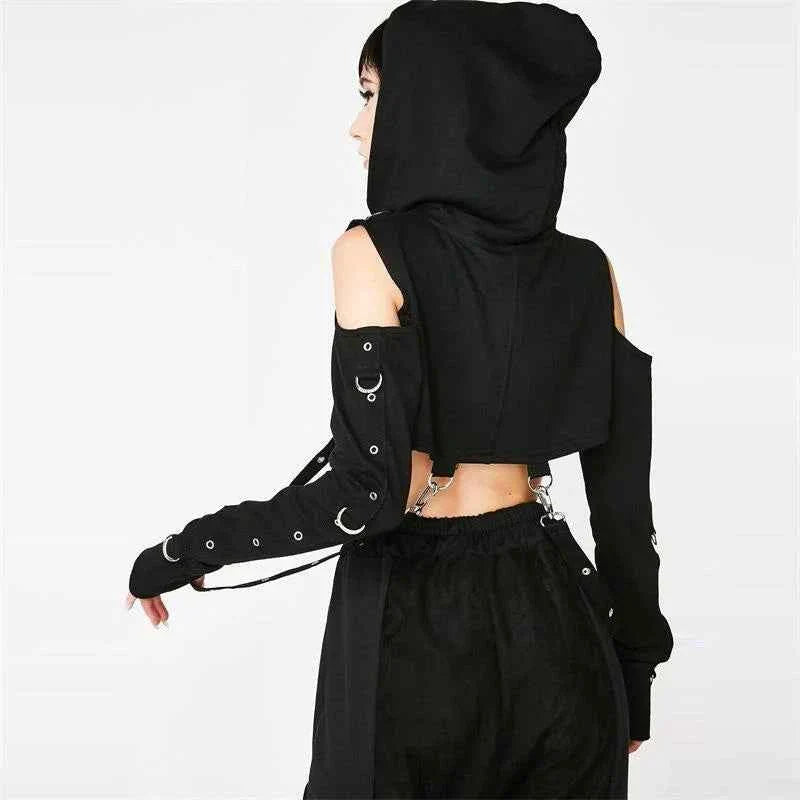 Women's Dark Gothic Crop Top Sweatshirt | Punk Aesthetic | MUNSIEUR