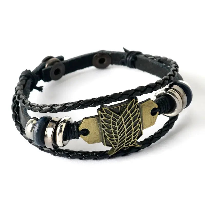 Anime Woven Cowhide Bracelet – Multilayer Buckle Gift