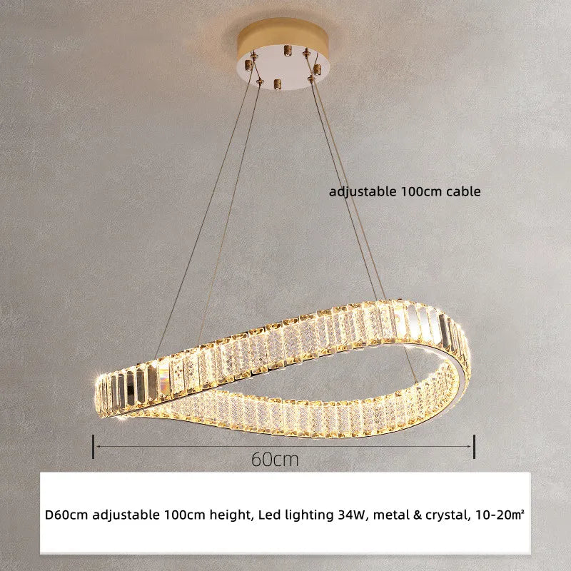 DecorBites™ Irregular Steel & K9 Crystal LED Pendant Chandelier for Foyer, Dimmable Lighting