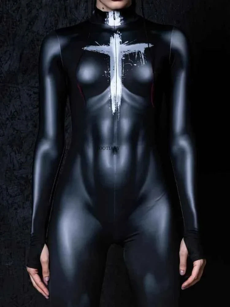 New Arrivals Halloween Collection Couples Cyberpunk Muscle Black Fashion Sexy Tight Bodysuit Costume