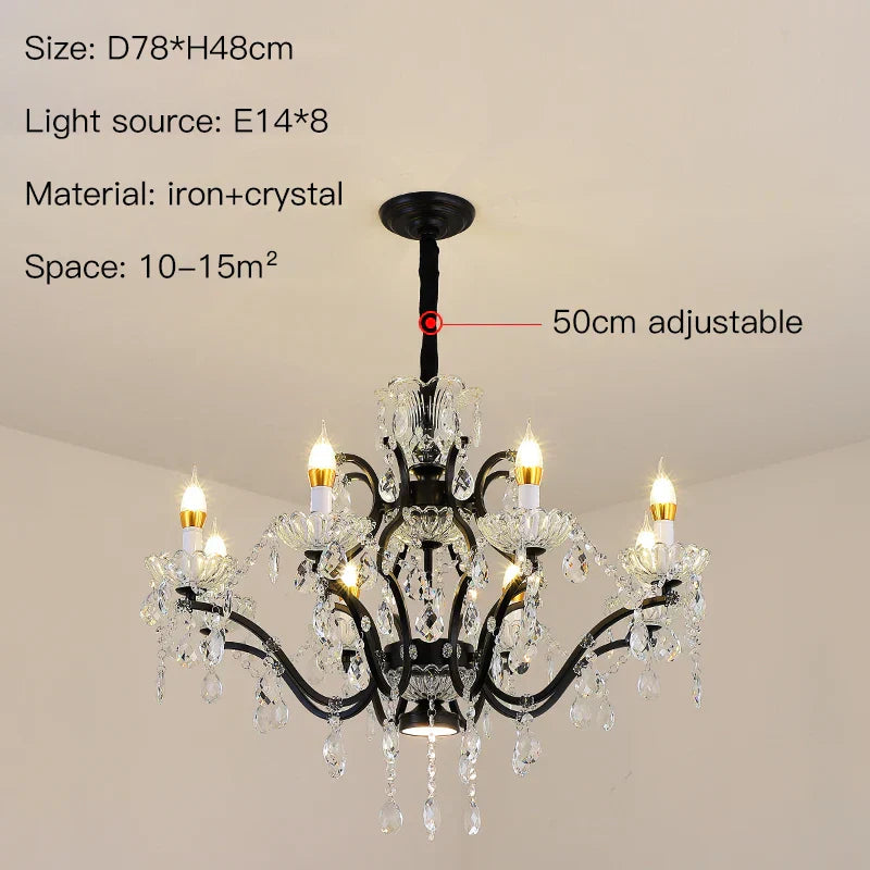 Decorbites crystal candle chandelier black farmhouse dining room lamp