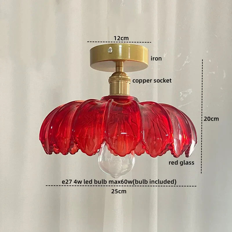 DecorBites™ Green Glass LED Ceiling Light Modern Iron Copper Lampara Techo for Home Decor