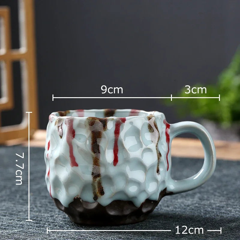 DecorBites™ Hammer Pattern Ceramic Mug Set for Dining Table and Coffee, Tea, Juice