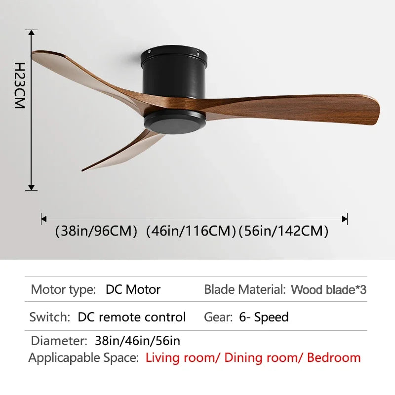 DecorBites™ Black DC Motor Ceiling Fan Remote Control 35W for Home Restaurant
