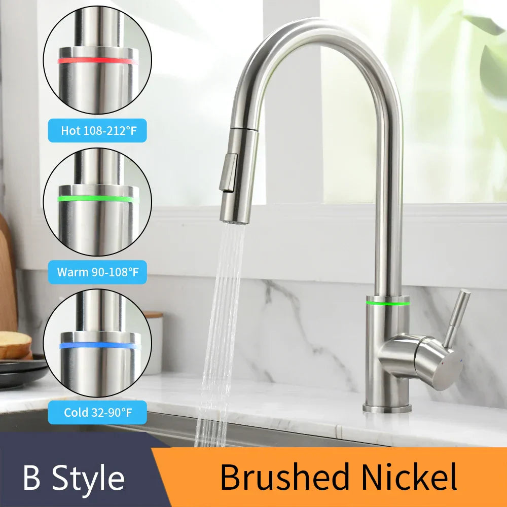 DecorBites™ Gold Kitchen Faucet Single Handle Pull Out Tap Mixer Swivel Water Mixer