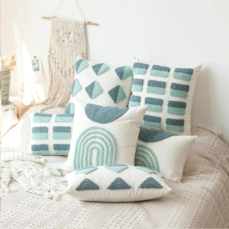 DecorBites™ Geometric Tufted Diamond Pillow Cover 45x45cm/30x50cm Square for Living Room