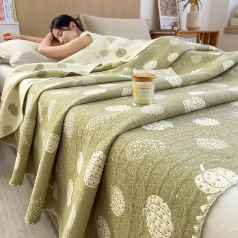 DecorBites™ Cotton Towel Blanket, Rural Printed Thin Quilt - Luxury Breathable Bedspread
