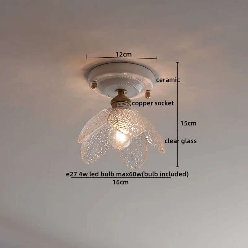 DecorBites™ LED Canopy Ceiling Light Glass Copper Luminaria De Teto
