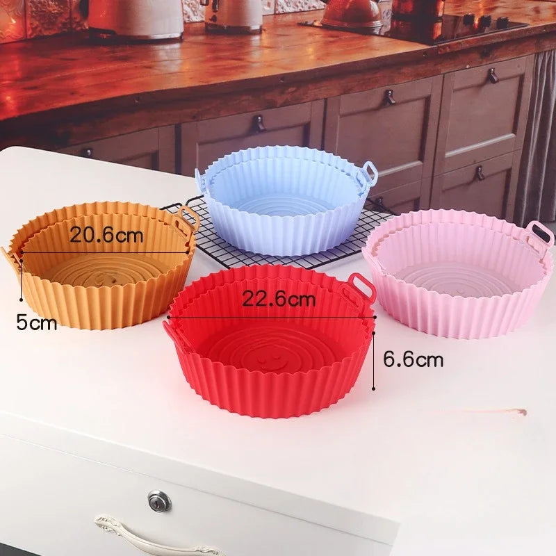 DecorBites™ Air Fryer Silicone Basket Trays Baking Grill Pan Pizza Mat Accessories