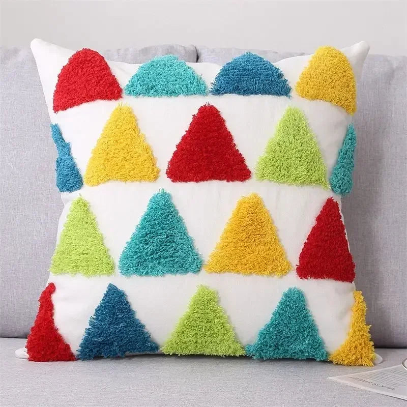 DecorBites™ Geometric Tufted Tassel Pillow Cover - Handcrafted Boho Chic Cushion Cover