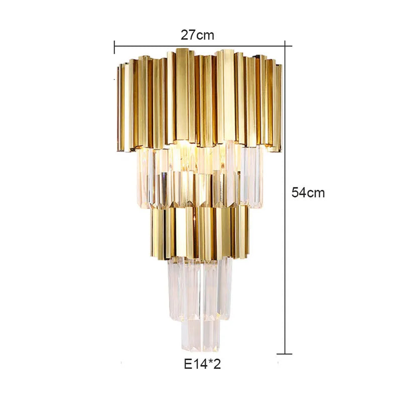 DecorBites™ Gold Crystal Wall Lamp with LED Light for Home Lighting