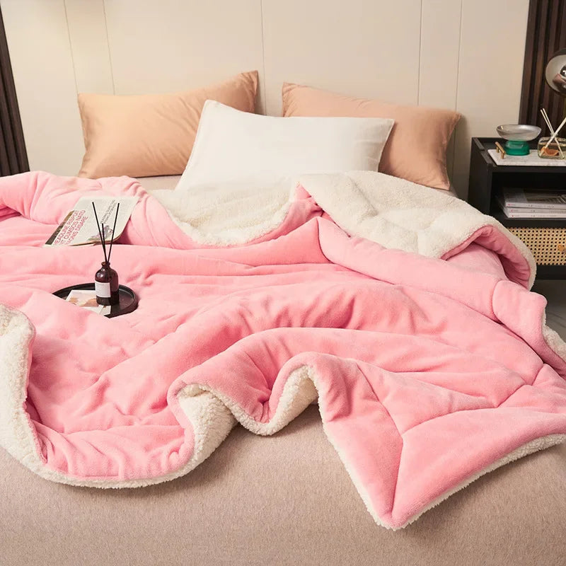 DecorBites™ Double Layer Queen Blanket Super Soft Plush Warm Comfort for Autumn/Winter