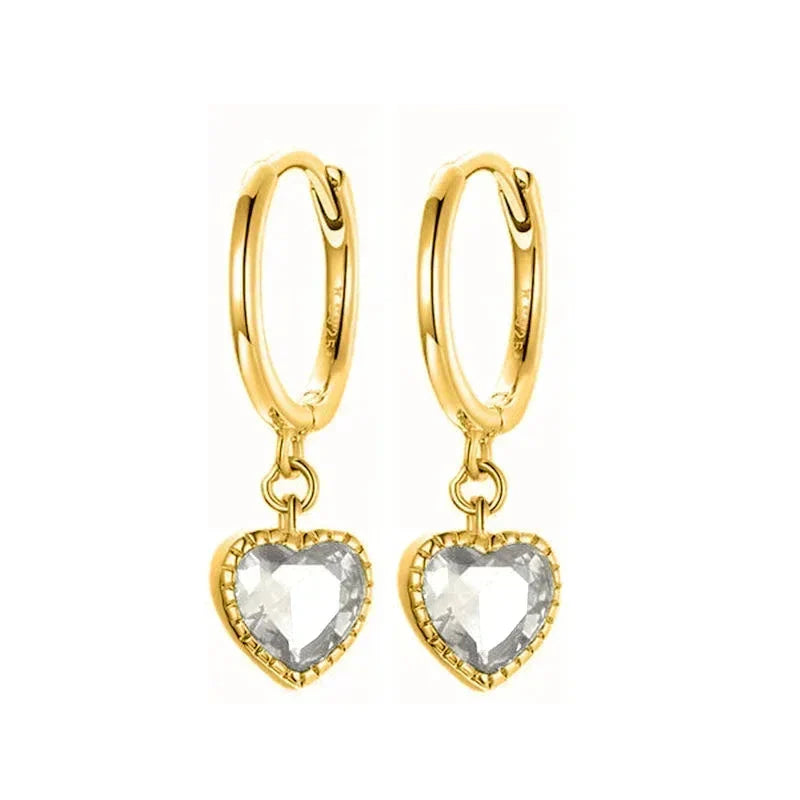 Luxury white crystal zircon earrings 925 sterling silver ear needles Hoop gold earrings For women Fashion Luxury Wedding Jewelry