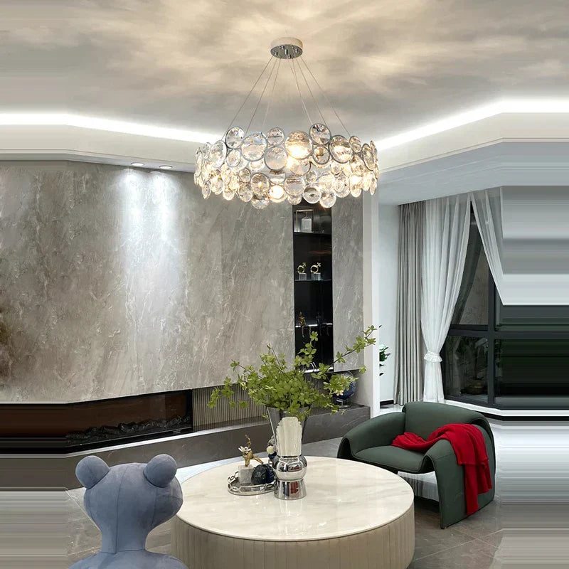 DecorBites™ Crystal Magic Ring Dimmable LED Pendant Light for Living Room & Foyer