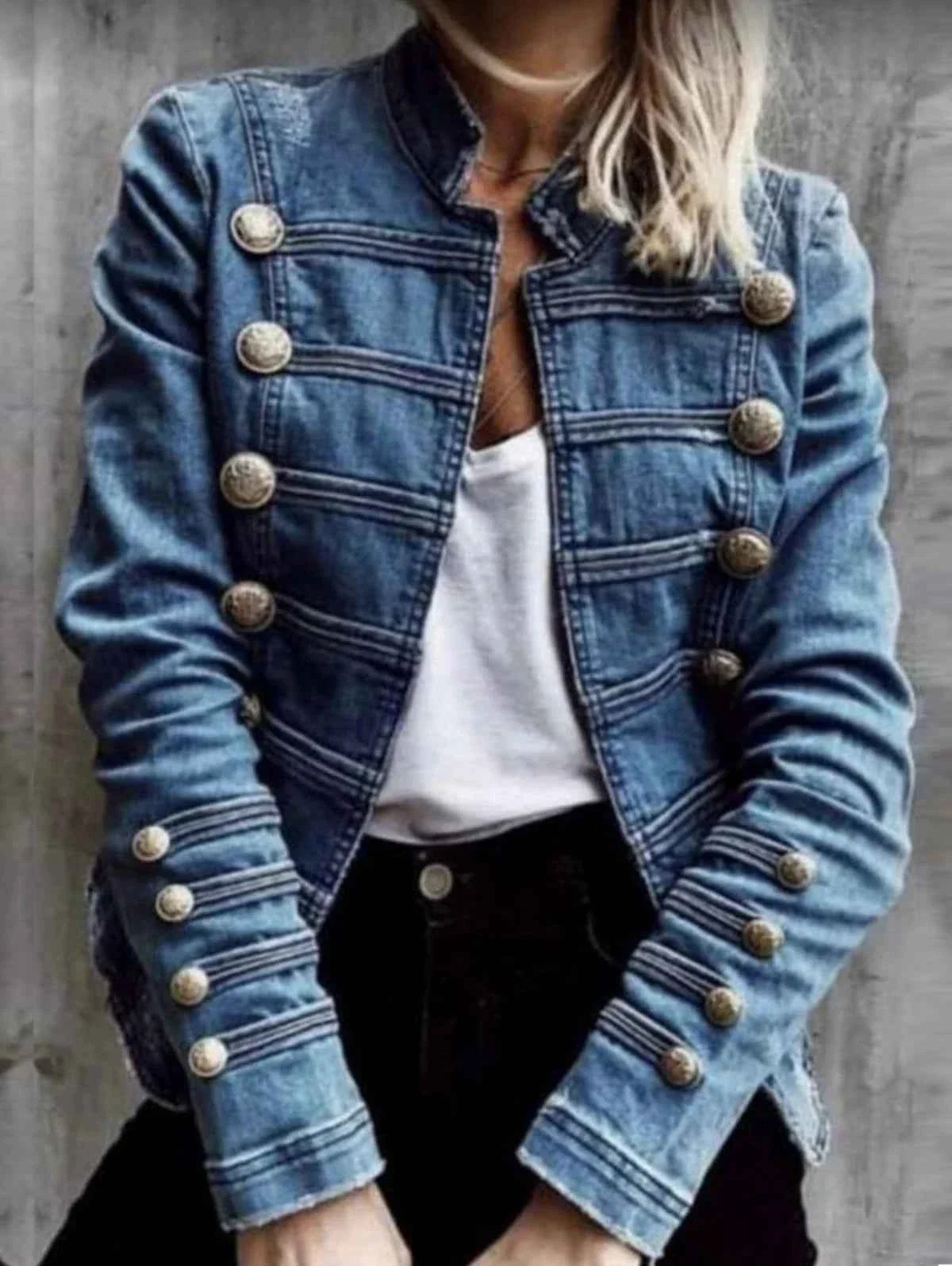 Vintage Commuter Denim Slim Fit Double Breasted Jacket