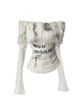 Luxury Fur Graphic Long sleeve T-shirt Blouse