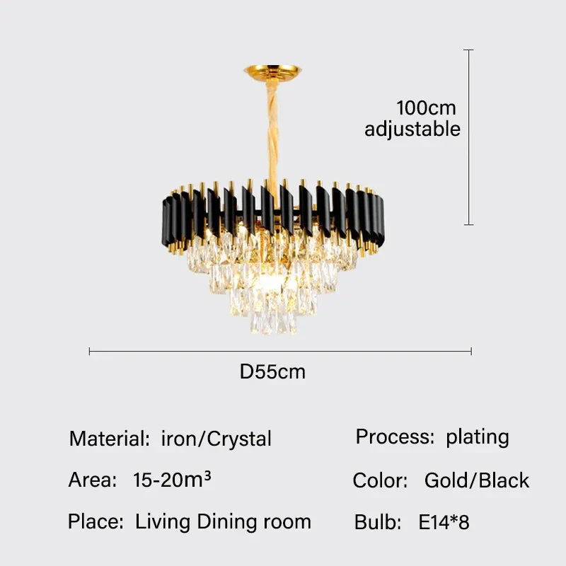 DecorBites™ Crystal Pendant Chandelier - Modern Luxury LED Lighting for Living, Dining, Bedroom