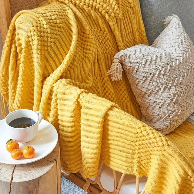 DecorBites™ Knitted Pineapple Grid Throw Blanket - Nordic Sofa Blanket for Home Decor