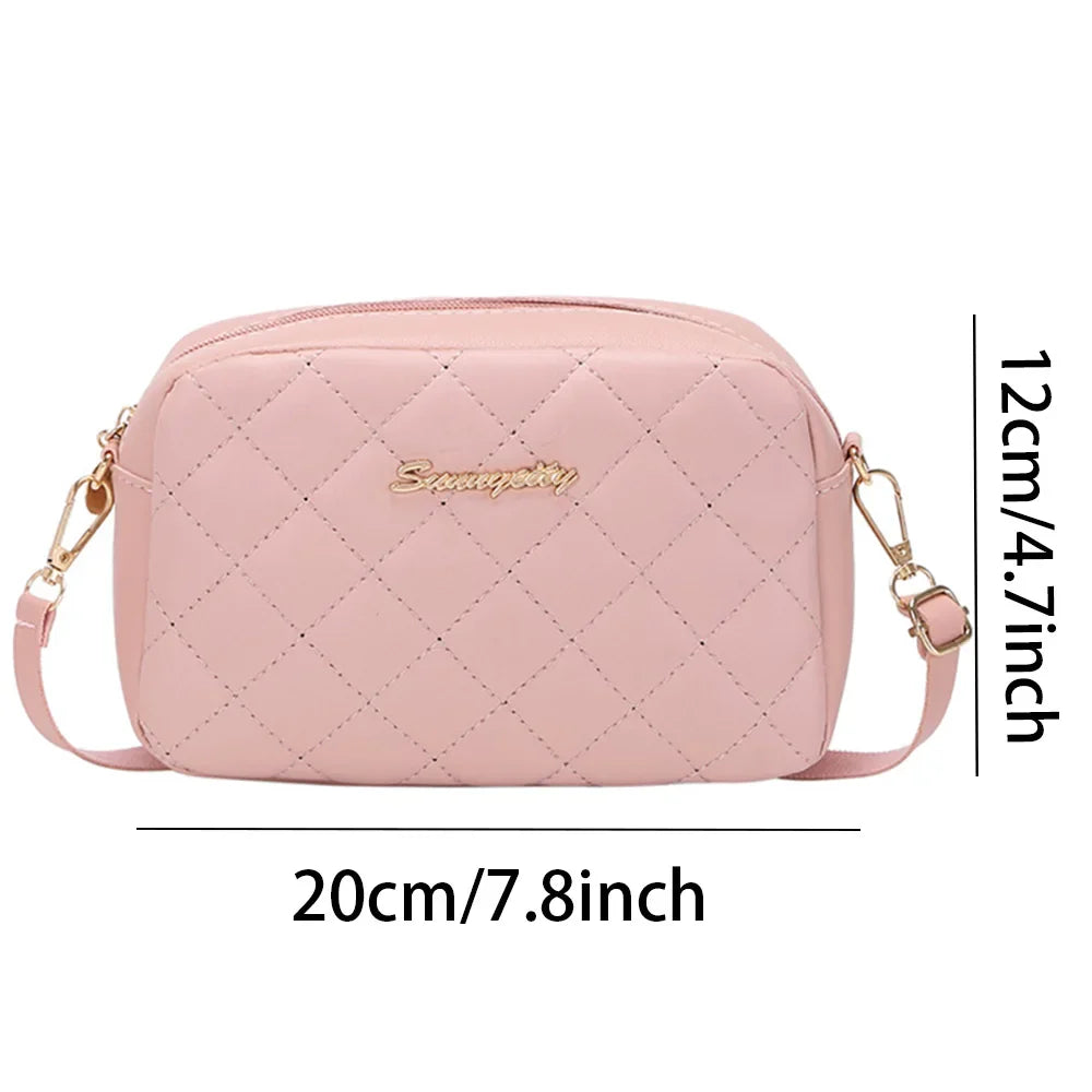 Tassel Small Messenger Crossbody Bag for Women – Lingge Embroidery Camera Shoulder Bag with Chain Strap (4.7 x 7.8 in / 12 x 20 cm)