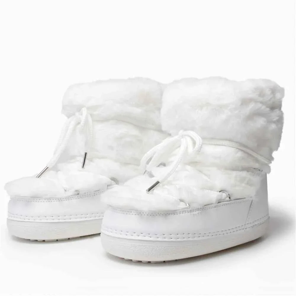 Faux Fox Fur Snow Boots Furry Warm Cotton Boots Female Outdoor Ski Boots