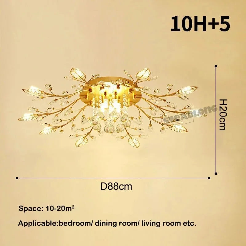DecorBites™ Crystal Ceiling Chandelier LED Light Fixture for Living Room Bedroom Kitchen