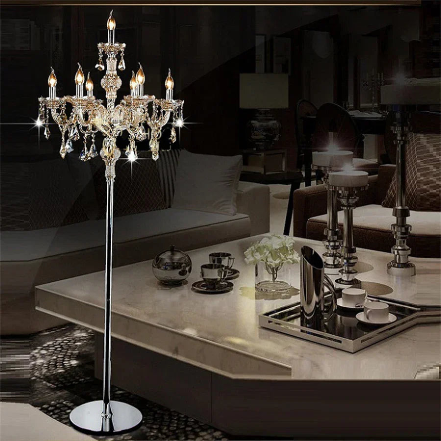 DecorBites™ Crystal Floor Lamp: Luxurious LED Fashion for Living Room and Bedroom