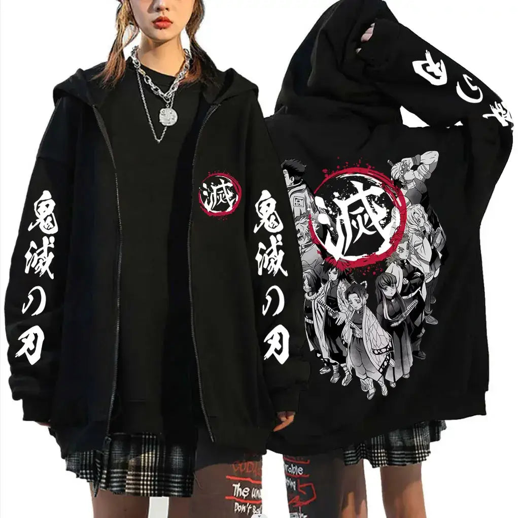 Demon Slayer Hashira Hoodie Vintage Zip Up Jacket