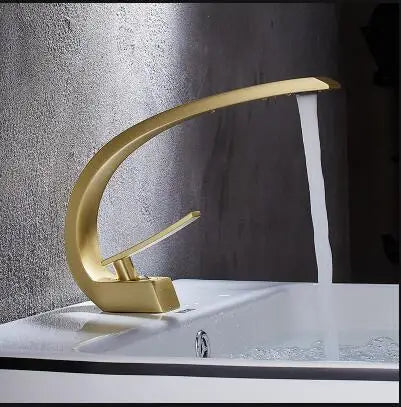 DecorBites™ Black & Gold Modern Basin Faucet with Single Handle for Bathroom