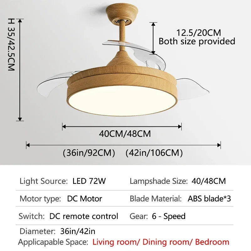 DecorBites™ DC Motor Ceiling Fan Light with Remote Control for Home, Bedroom, and Living Room