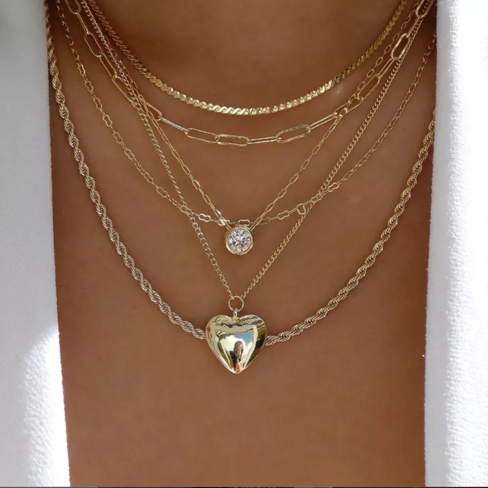 Boho Multi-Layer Crystal Pendant Necklaces