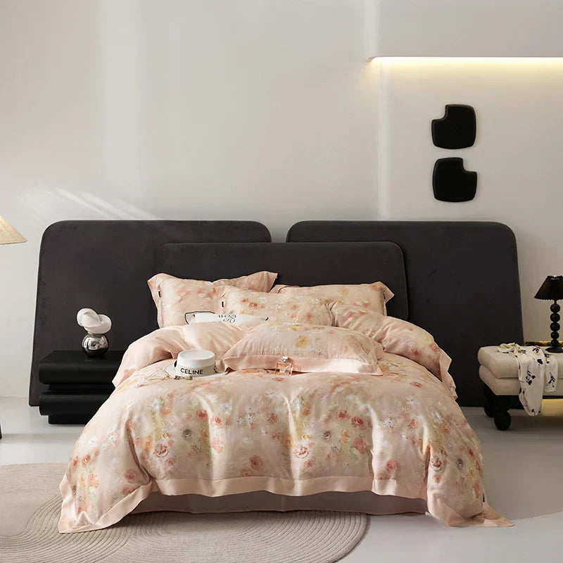 DecorBites™ Eucalyptus Fiber Bedding Set: Duvet Cover, Bed Sheet, Fitted Sheet, Pillowcases