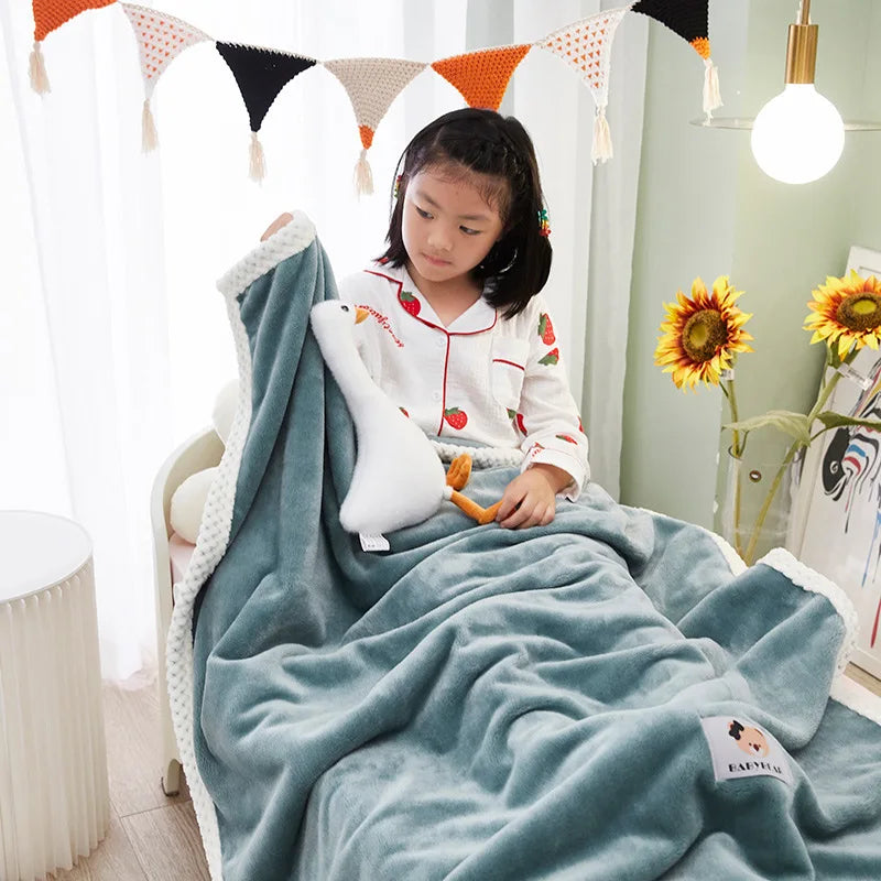 DecorBites™ Kids Flannel Nap Blanket - Lightweight & Cozy Single Bed Cover